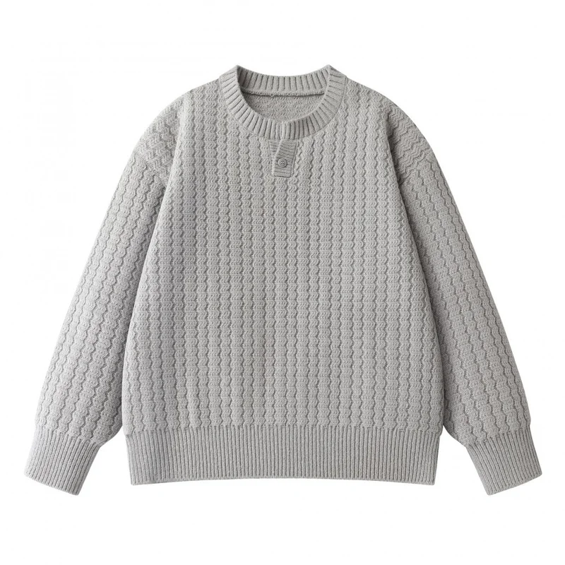 QICHE Men 2026 Autumn Winter Pullover Knit Sweater Japanese Vintage Old Money Style Solid Color Loose Casual Knit Top