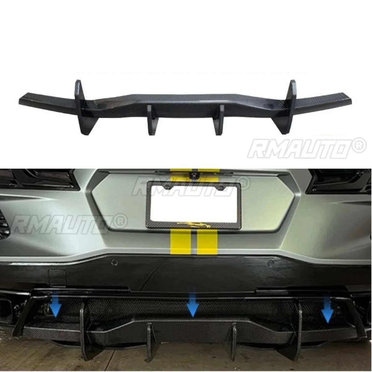 

For Chevrolet Corvette Car Rear Bumper Lip Splitter Diffuser Spoiler For Chevrolet Corvette C8 Bumper Guard Protector Body Kit