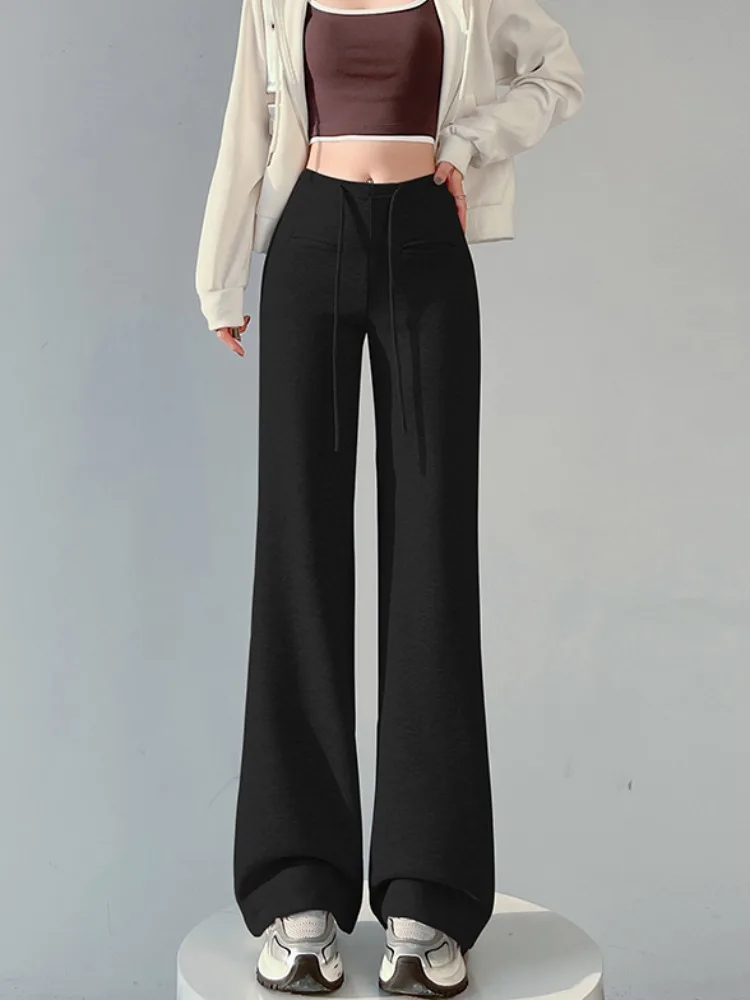 요가 스포츠 팬츠 여성용 하이웨이스트 탄력 허리밴드 여름 신상 슬림 배 컨트롤 캐주얼 플레어 팬츠 한국 스타일