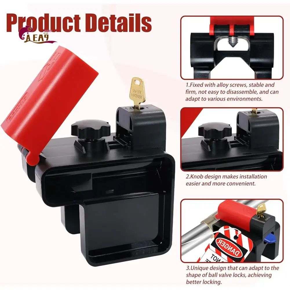 

Устройство блокировки шарового крана AEA9 с регулировкой – для клапанов и труб диаметром от 1/4'' до 2-1/2'' – всепогодный уличный водопроводный кран для промышленного использования