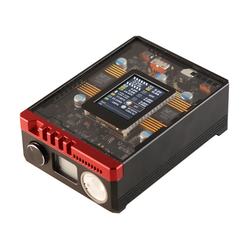 Banco de potência DC ajustável, sem solda, CNC, LED, RGB, laptop, telefone, UPS, PD, UFCS, 200W, 2 "IPS Color Screen, 20000mAh, 21700