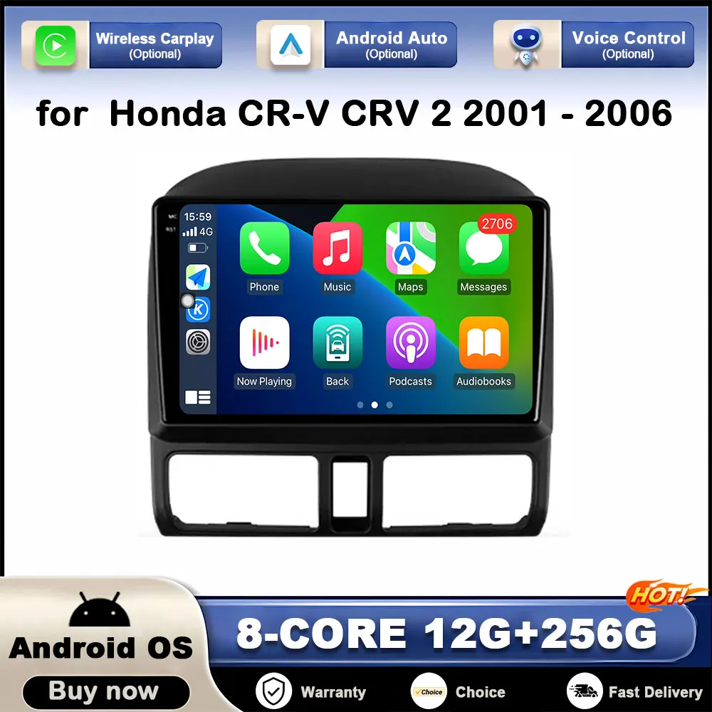 

GPS Navi for Honda CR-V CRV 2 2001 - 2006 Car Video Multimedia Player Head Unit Android Auto 2.5D Touch Screen WiFi DSP Stereo