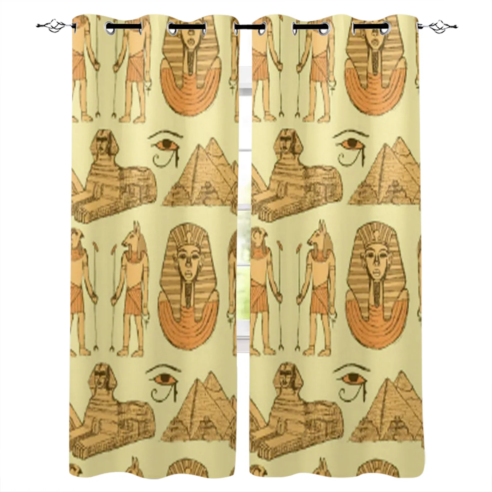 Egyptian Symbols Sphinx Pyramid Curtains for Bedroom Window Curtain Home Living Room Decor Balcony Drapes Hotel Coffee Curtains