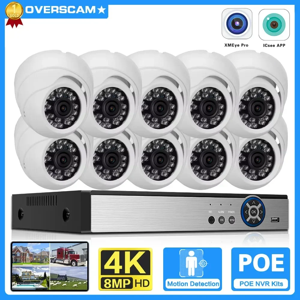 

Motion Detect CCTV Camera Security System Kit 4K 8MP 8CH 10CH POE NVR Kit Outdoor Video Surveillance IP Dome Camera System Set