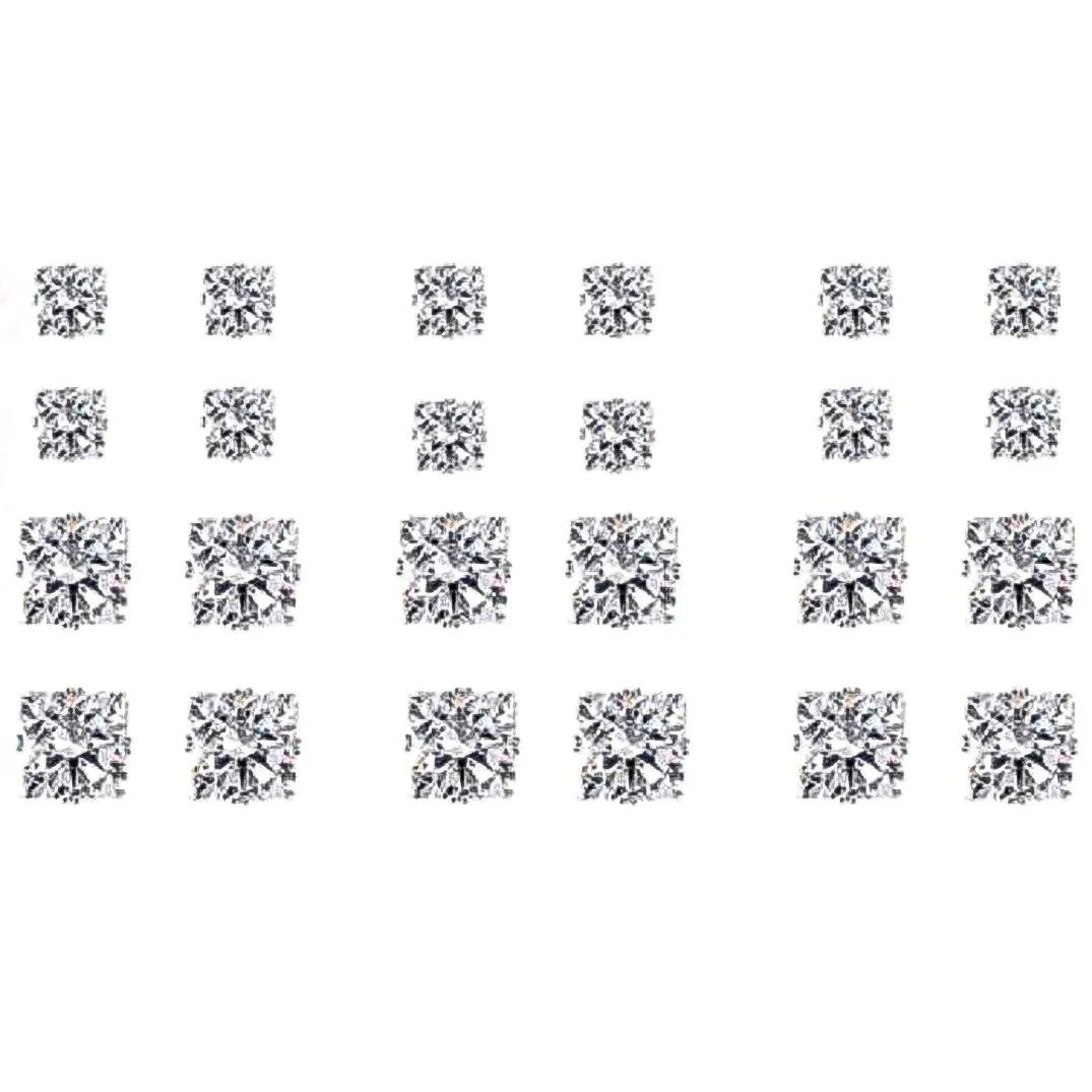 Premium Square Zircon Stud Earrings Set Minimalist Chill Style 12 Pcs Simple Versatile for Women Commute