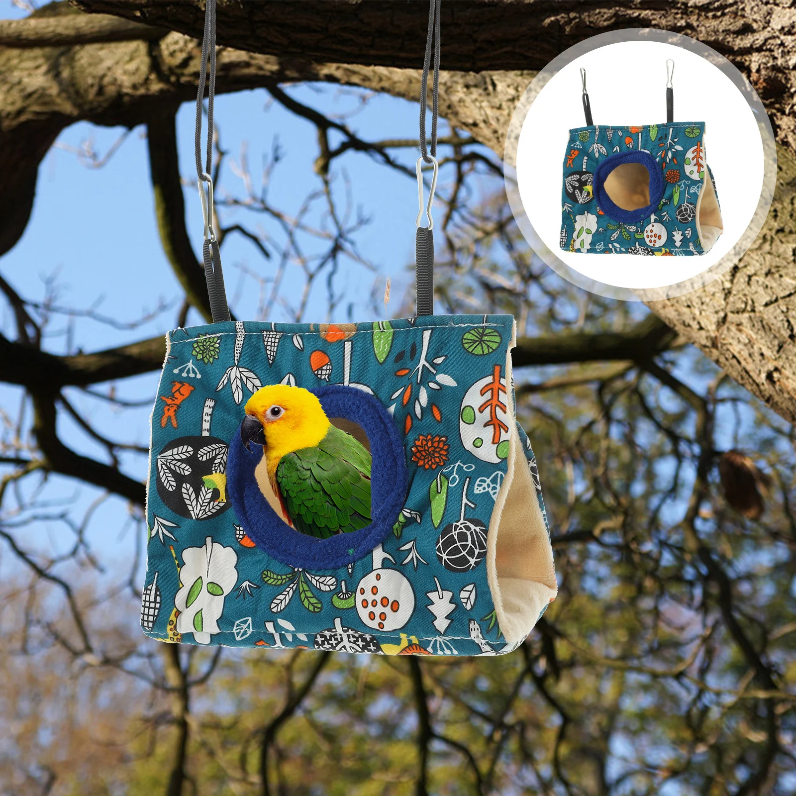قفص الببغاء أرجوحة معلقة من القطن مقاومة للاهتراء خيمة نوم للطيور قابلة للتنفس عش دافئ للطيور الصغيرة ملحقات قفص الحيوانات الأليفة #6