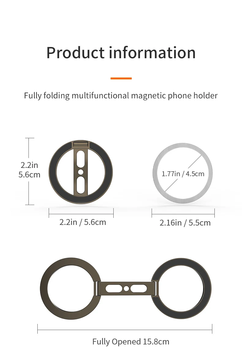 Starker Magnetischer Telefonhalter für MagSafe Doppelseitiger Magnet-Fingerring-Ständer für Desktop-Fitness Klappbare Halterung für Phone 17 16 – Detail 19