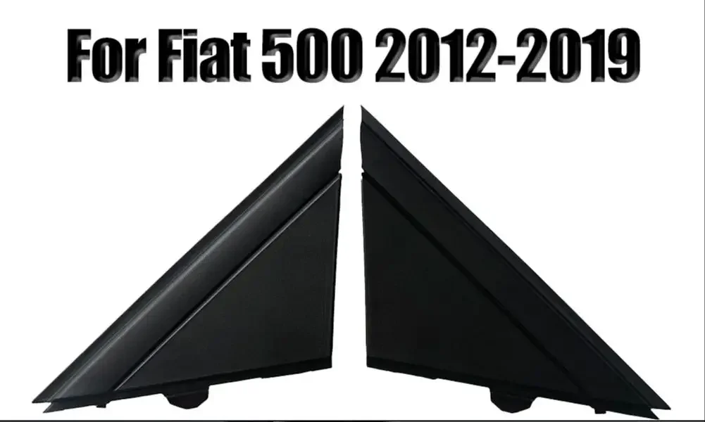 Matte Black LH&RH Door Mirror Flag Cover Moldings For 500 12-19 1SJ85KX7AA Rear Mirror Triangle Trim Plate