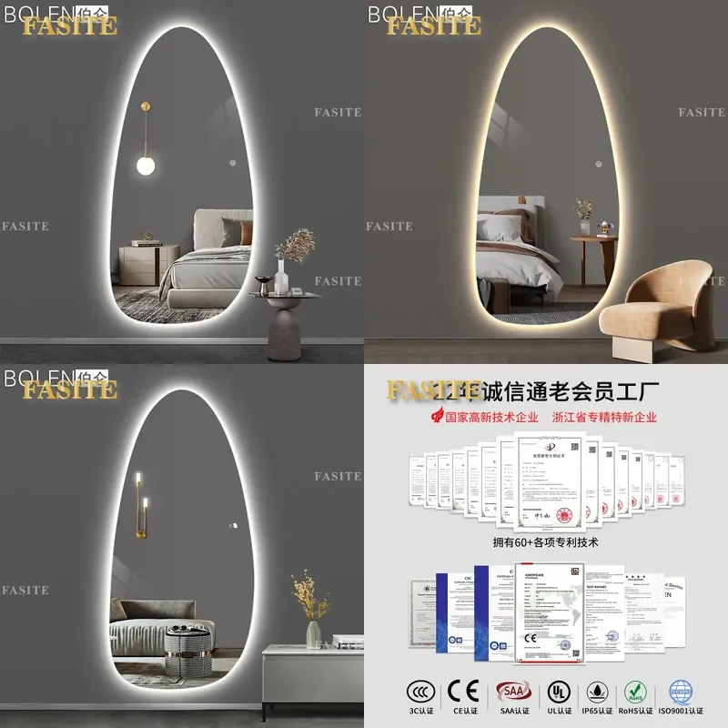 For Irregular Wall Mounted Dressing Mirror Smart LED Full Body Fitting Mirror with Light Ins Style Special Shaped Home Decor