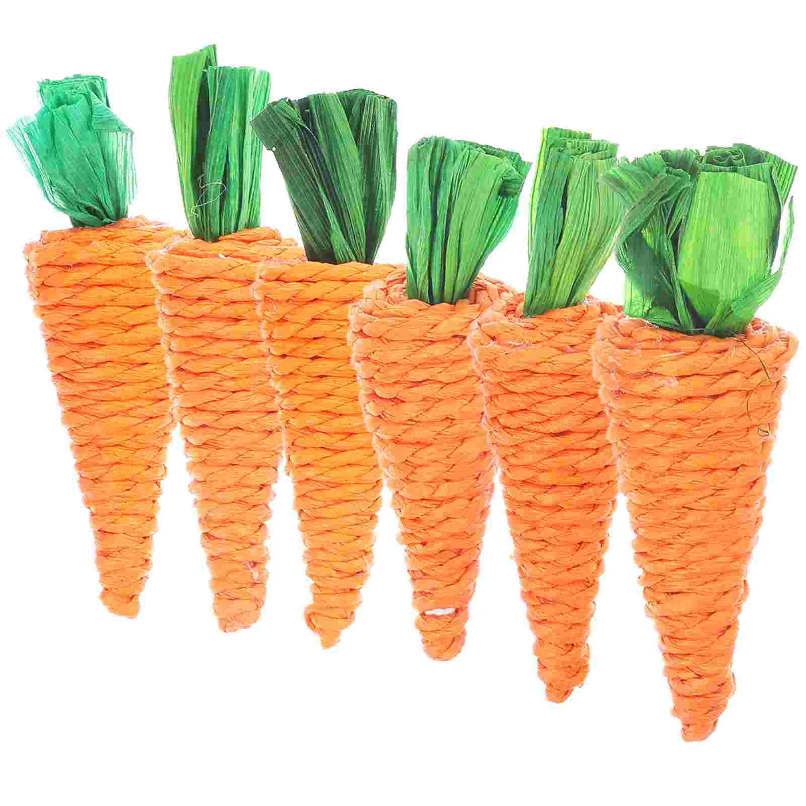 6 Pcs Chewy Straw Radish Hamster Supplies Chewing Tool Toys Rabbit Guinea Pig Treats Parrot Pet for Teeth