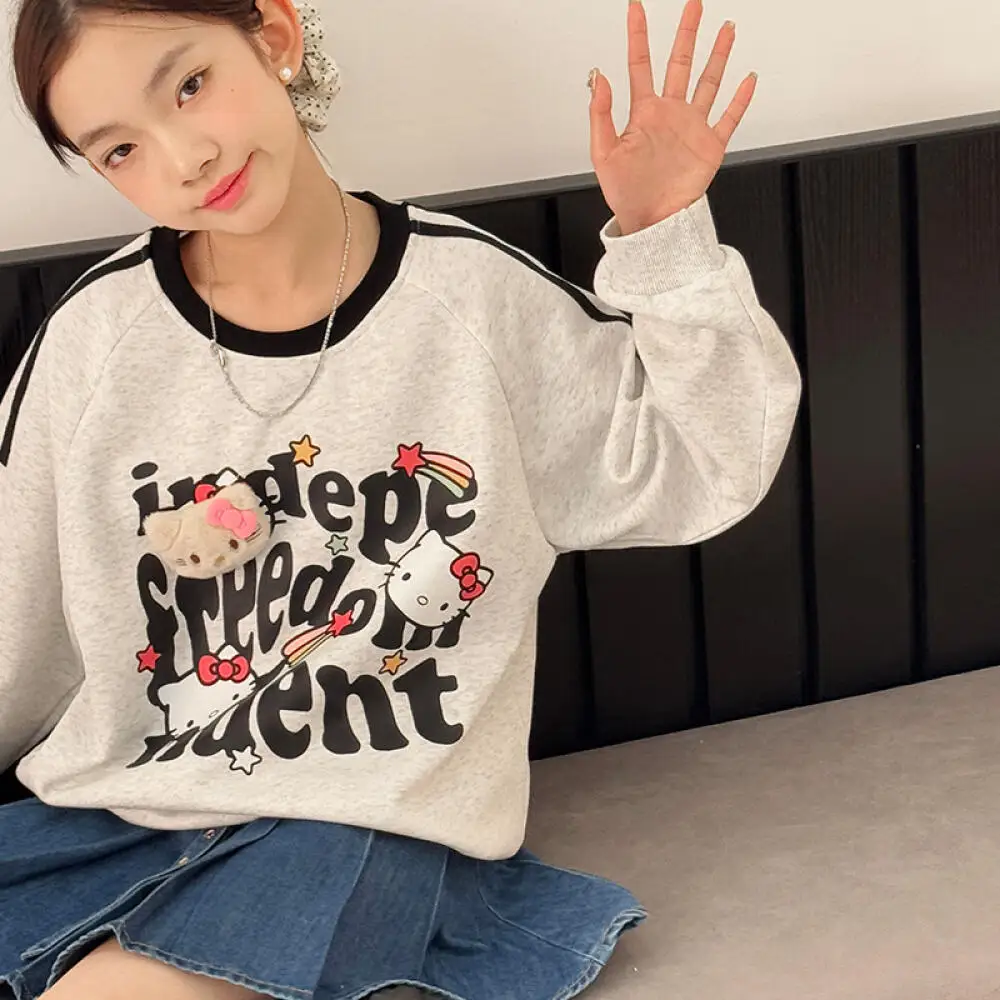 

Hot Sanrio Hello Kitty Girls' Sweatshirt Autumn/winter New Kids' Cartoon Doll Casual Korean Version Hoodie Youth Top Cute Trendy