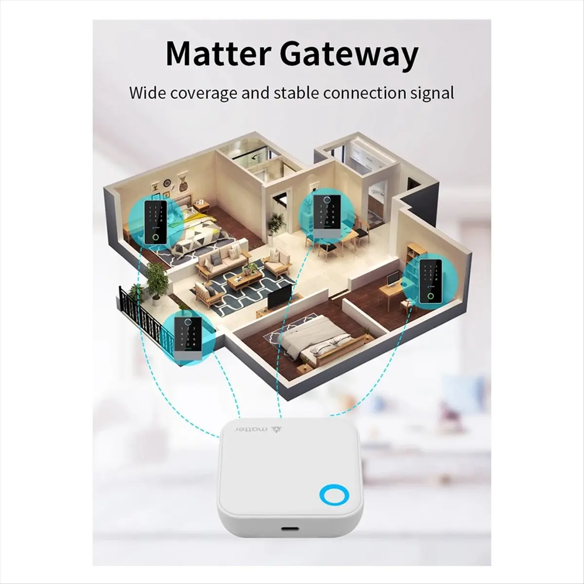 (ABDH) TTLOCK G6 Smart Matter Gateway Remote Control Unlock Bluetooth to Wifi Router for Home Security Real-Time Monitoring