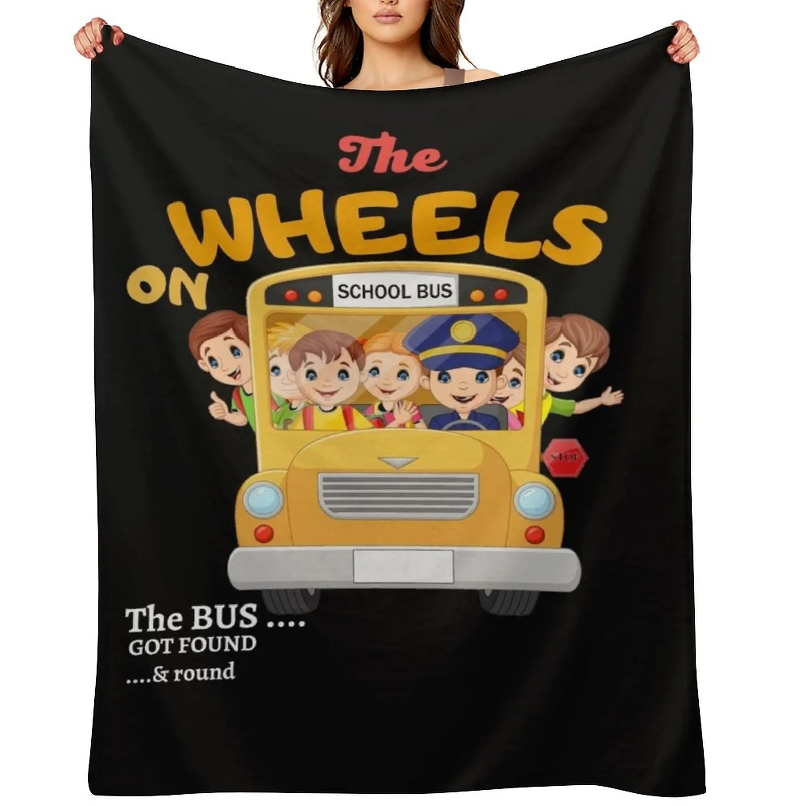 

back to school funny the wheels on the bus toddler kids boys Throw Blanket Bed Soft Plush Plaid Plaid Vintage Blankets