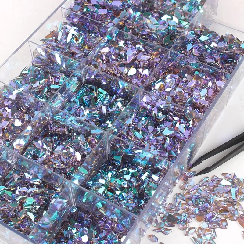 wholesale Purple shadow multi style Flat Back Nail Rhinestone  Special Shaped Crystal Nail Art Stones 3D Personalized Decoration