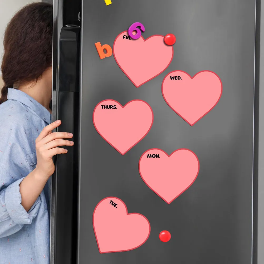 

8Pcs Reusable Erasable Weekly Whiteboard Sticker Love Heart Design for Fridge Office Home Classroom Dry Erase Memo Note