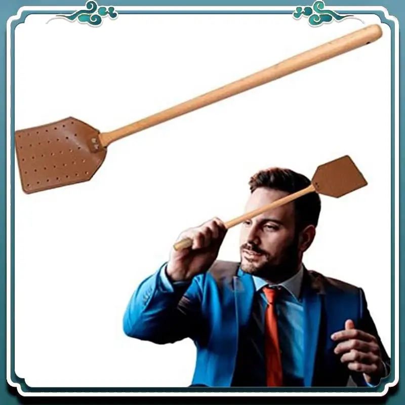 

PU Leather Fly Swatter Heavy Duty Manual Fly Swatter With Wood Handle,Durable Leather Fly Swatter For Indoor And Outdoor Durable