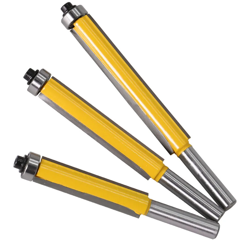 1pc 8mm haste fresa escultura em madeira 2 "flush guarnição roteador bit com rolamento para modelo de madeira padrão bit carboneto de tungstênio