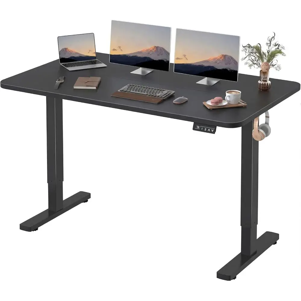 

Регулируемый по высоте стол 55 x 24 дюйма, большой стол для работы сидя и стоя, компьютерный стол для домашнего офиса с функцией памяти настроенных параметров и Т-образным кронштейном, B