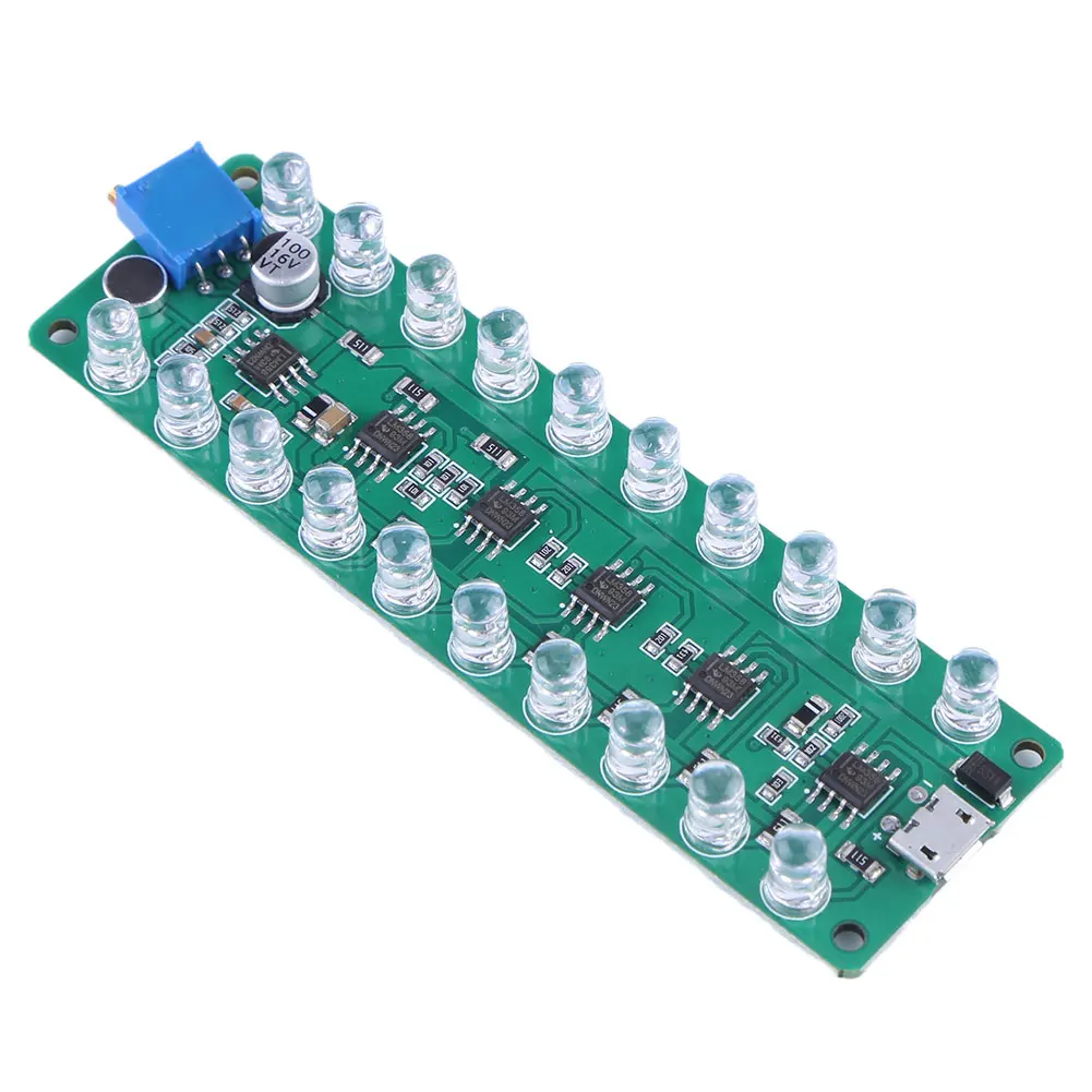 Acoustic Sensor Spectrum Audio Power Amplifier Level Meter LED Indicator Flash Melody Light Sound Partner for Test Noise Level