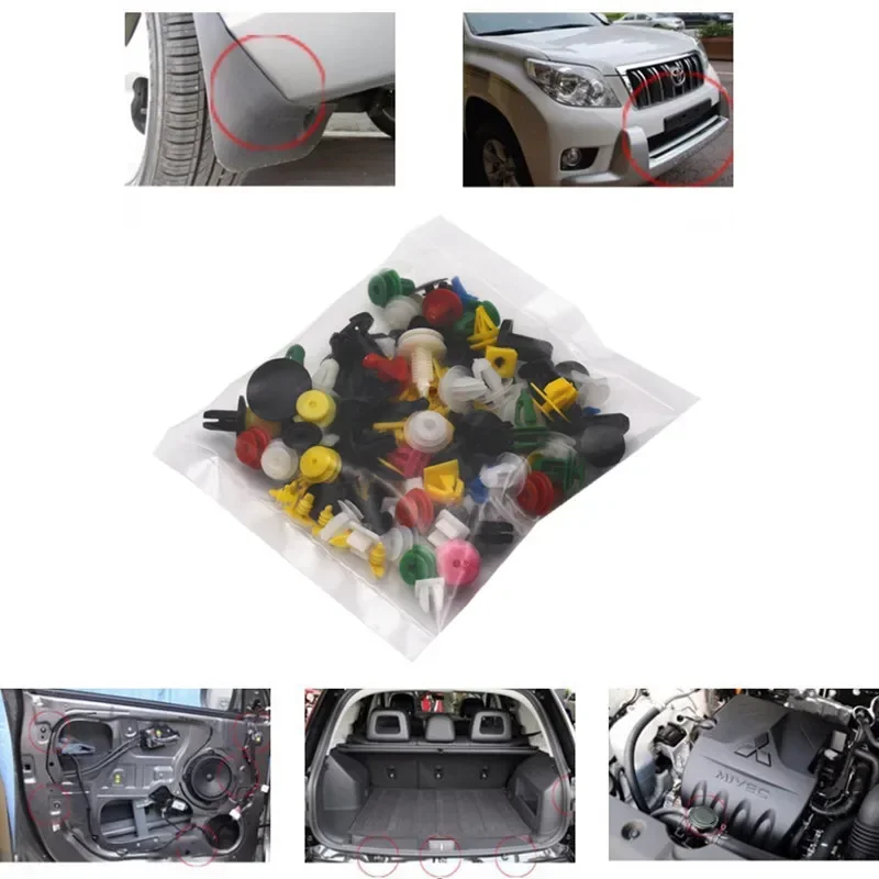 50/100pcs Car Expansion Screw Buckle Kit Universal Auto Bumper Fender Fastener Bolt Nut Clips Random Mixing Car Accessories