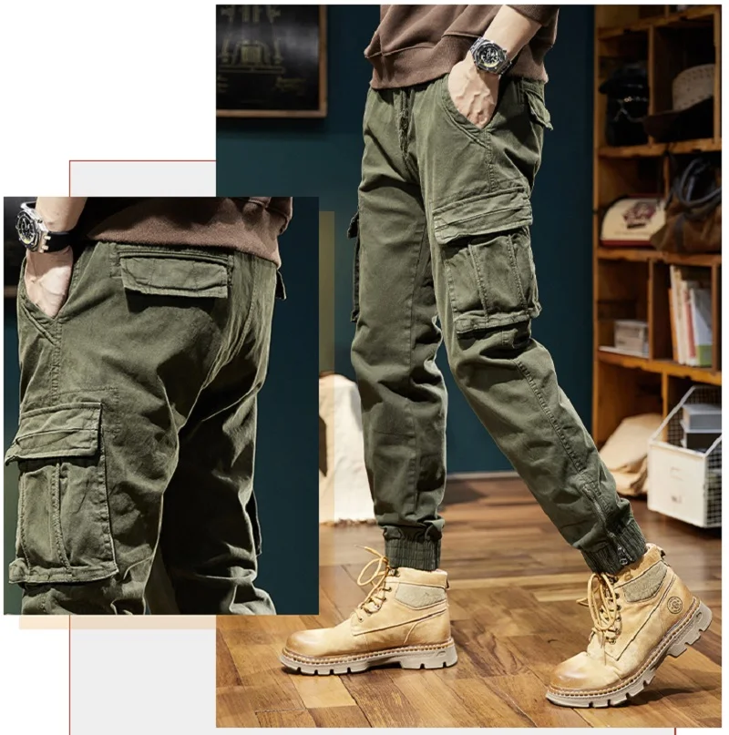 Pantalones Cargo de algodón para hombre, ropa de calle informal a la moda, de secado rápido, estilo militar táctico, para primavera y otoño, novedad