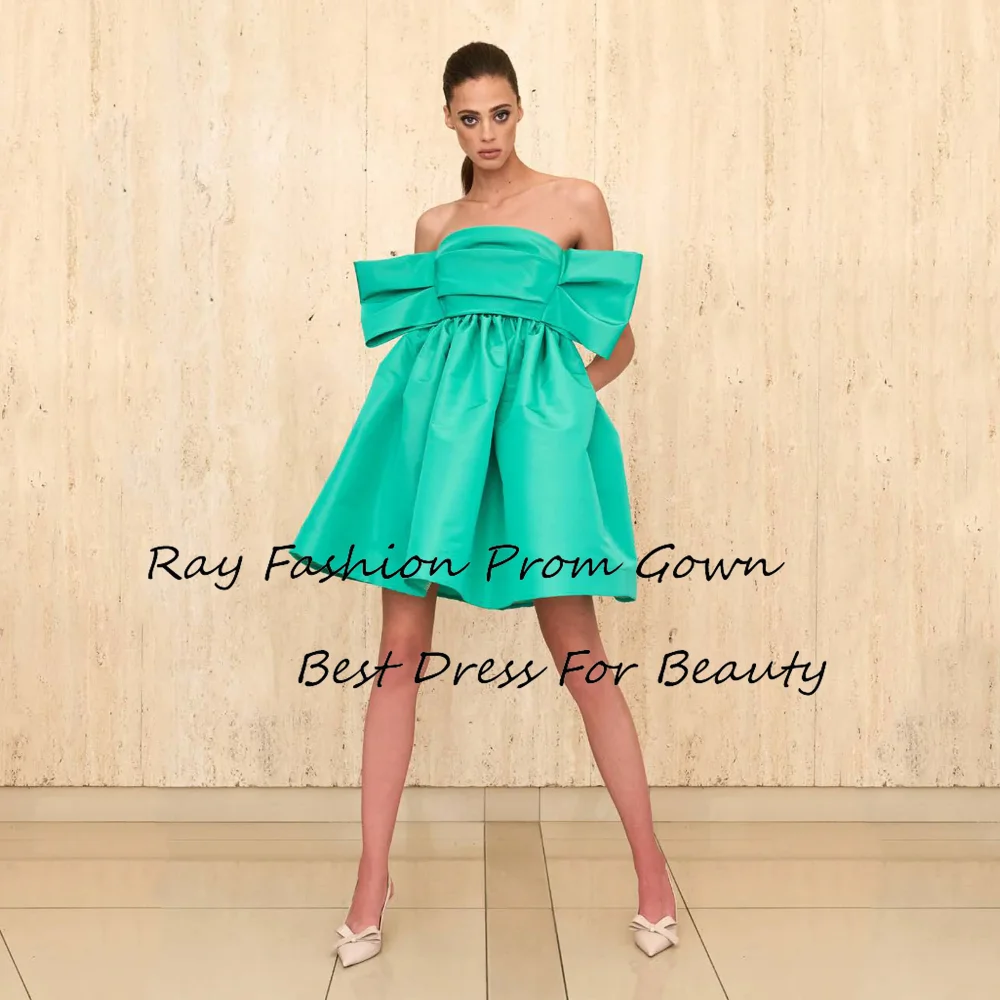 

Ray Fashion A Line Short Mini Evening Dress Strapless Sleeveless With Tiered Ruffle For Formal Occasion Party Gowns فساتين سهرة