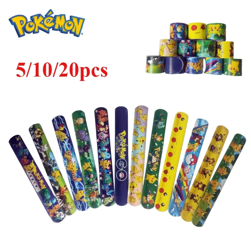 

5/10/20pcs Pokemon Cute Elf Bracelet Kawaii Pikachu Wristband Anime Pat Circle Party Decoration Diy Pikachu Toys Birthday Gifts