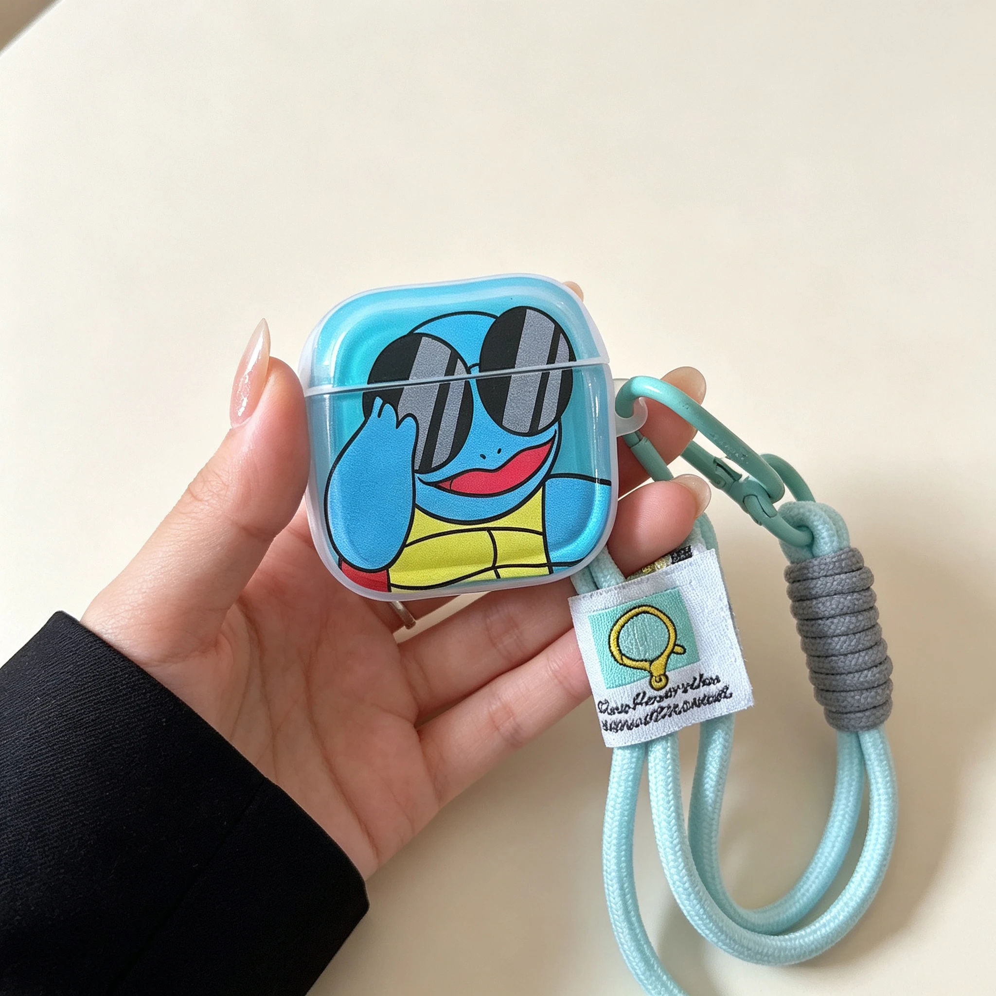 Cool Turtle With Sunglasses Wavy TPU Earphone Case Accessories Cover For Airpods 1 2 3 4 Pro Pro 2 Pro 3