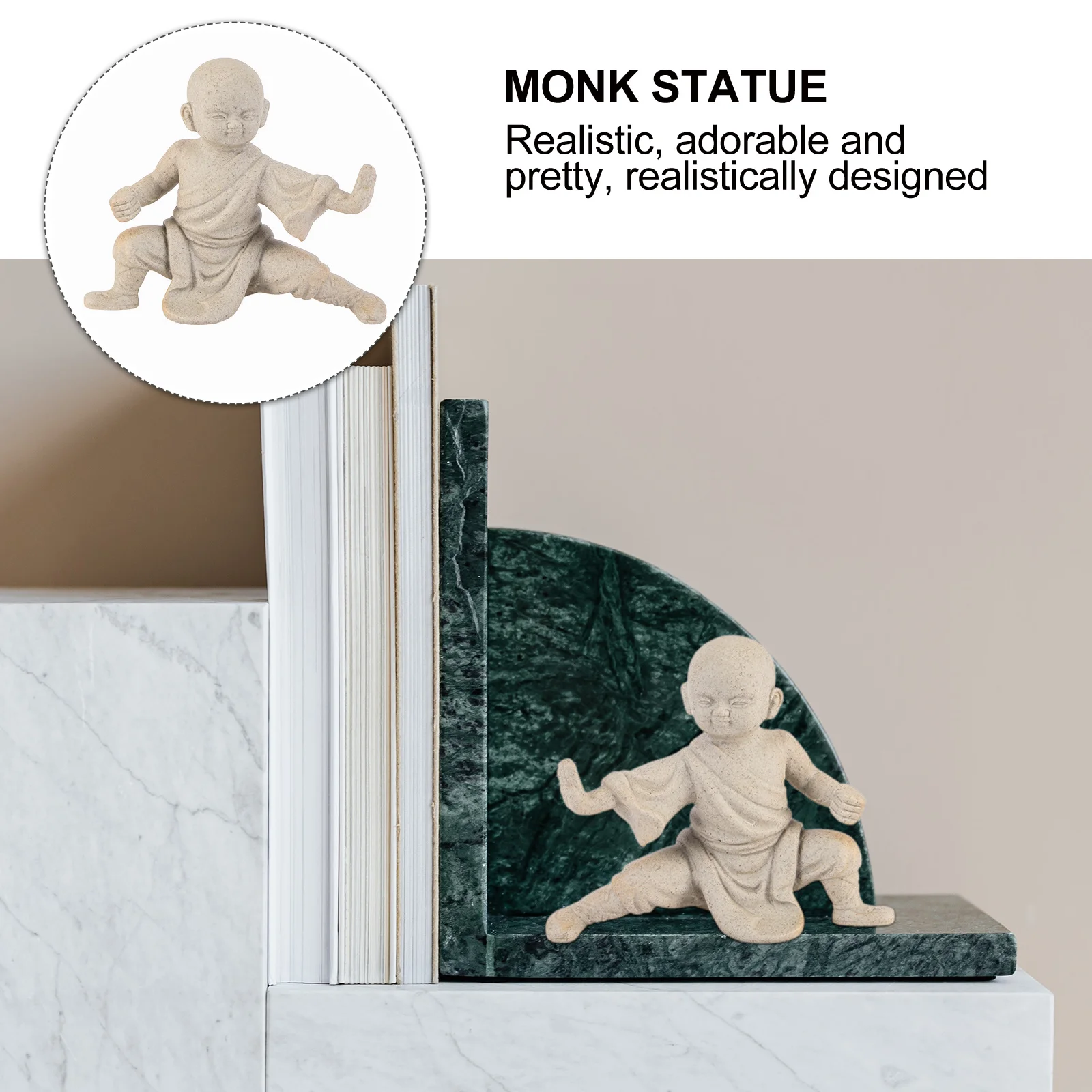 

1Pcs Zen Monk Ornament Retro Ceramic Tea Table Decor Light Grey Home Decoration Creative Desktop Monk Sculpture