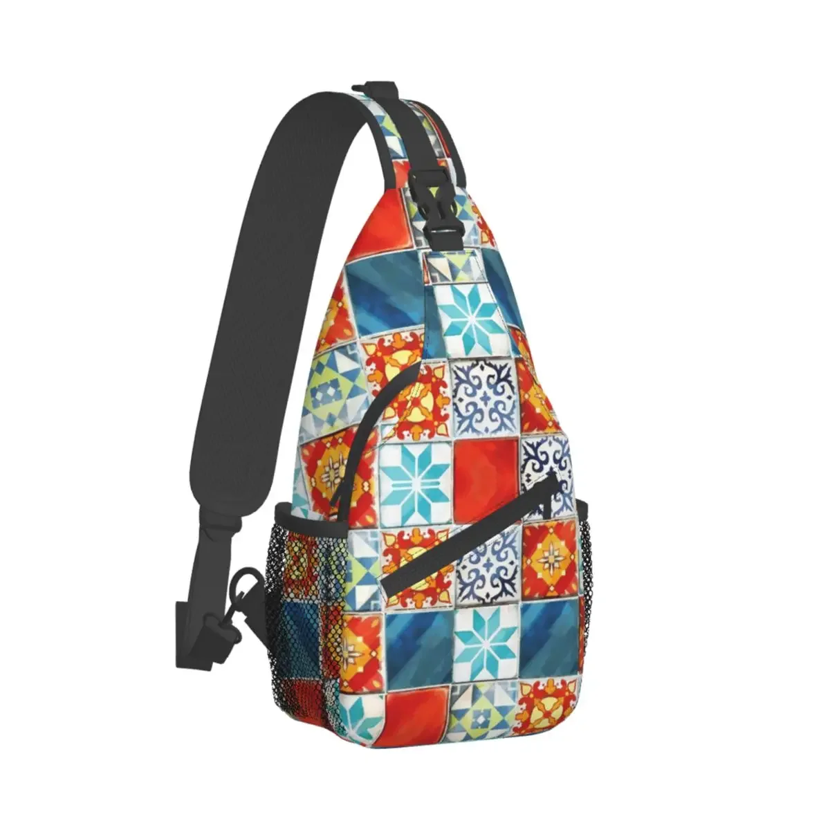 Colorful Azulejos Tiles From Azul Sling Backpack Sling Bag Chest Bag Daypack Men'S Fashion Crossbody Backpack Shoulder Bag Pouch