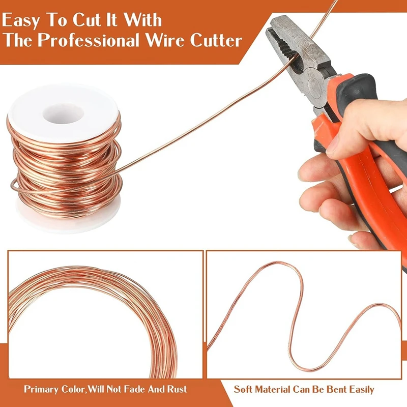 12 Gauge Soft Copper Wire 2 Rolls 52.49Ft Per Roll Solid Bare Bendable Wire for Electroculture Jewelry Making