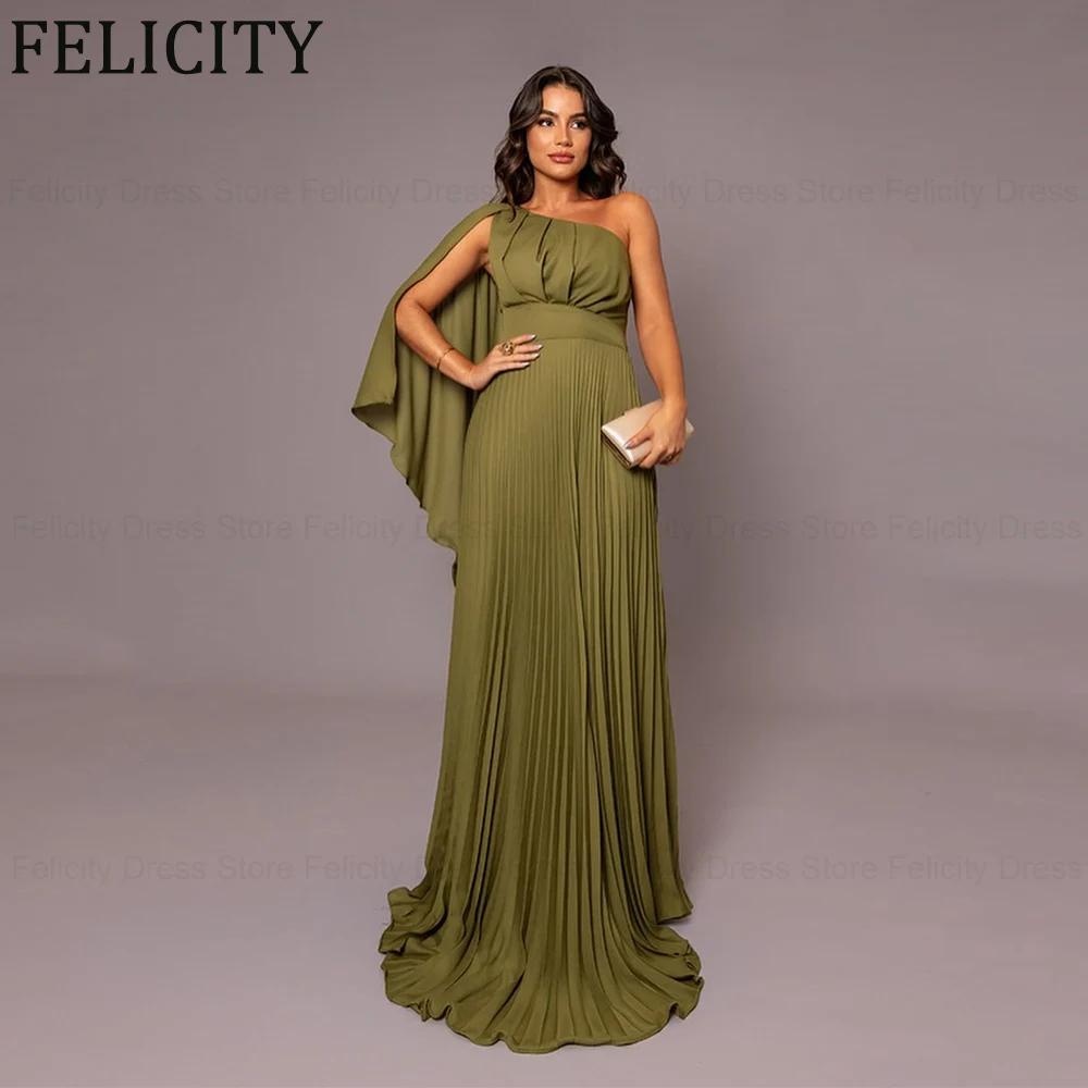 

FELICITY A-Line One Shoulder Elegant Mother of the Bride Dresses 2024 Wedding Guest Dresses Pleated Long Formal Occasion Gowns