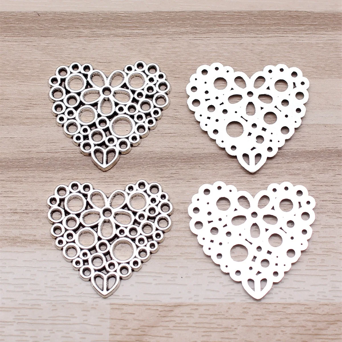 IFOCUS 10pcs/Lot Heart Charms For DIY Jewelry Making Zinc Alloy 23x25mm/0.91x0.98inch