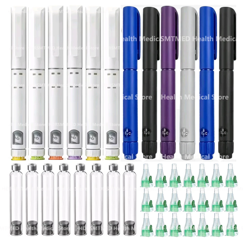Disposable Sterile Injection Pen Insulin Injection Pen Adjustable Growth Hormone Dose 60U with 3ml Cartridges & 32G 4mm Pen Tip