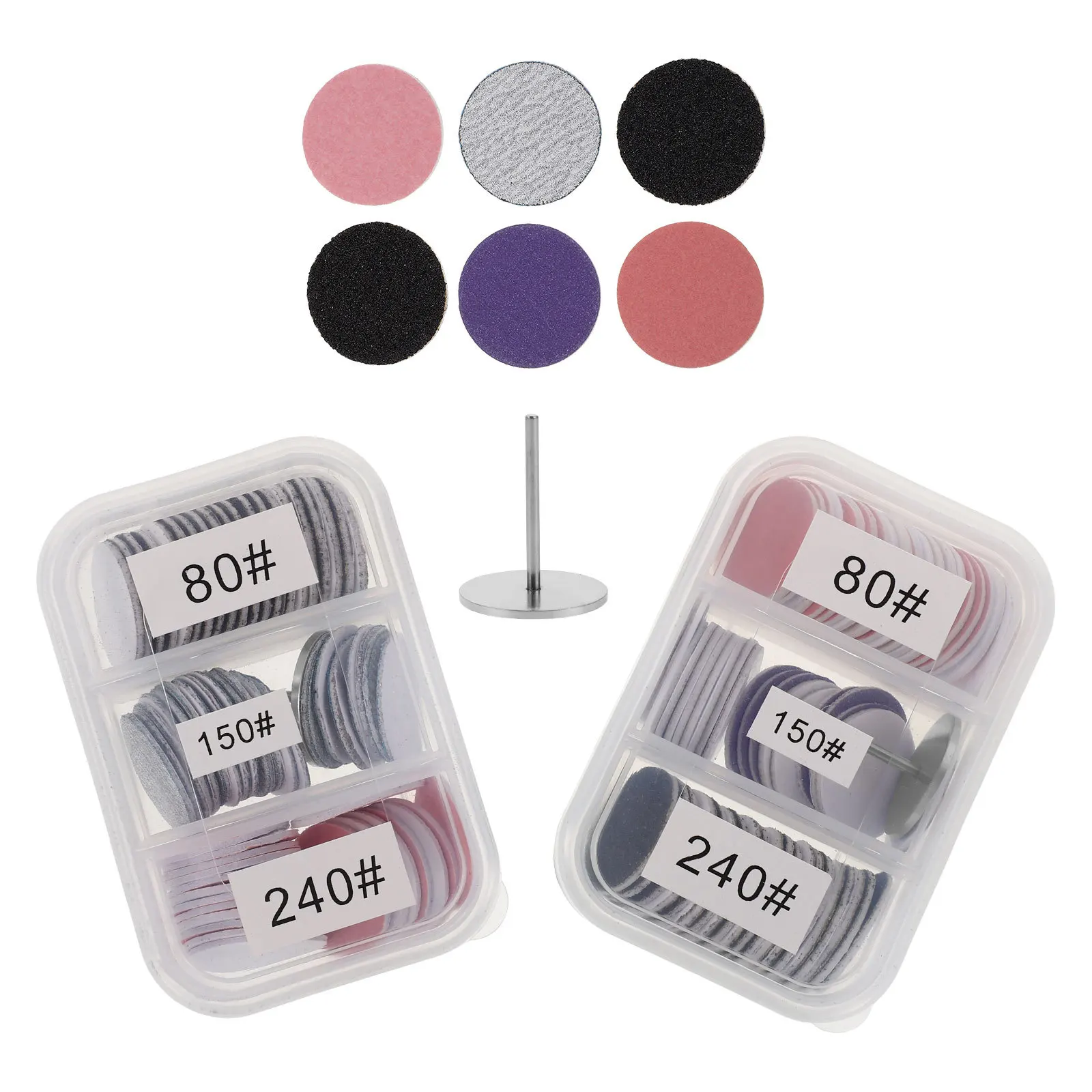 

2 набора прочных шлифовальных дисков для ногтей, 25 мм, с цветовой кодировкой зернистости, для домашнего и профессионального использования, для пилки и полировки ногтей