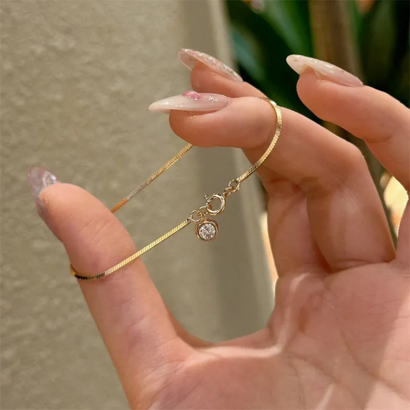 Pulsera de acero inoxidable de lujo, nueva pulsera minimalista de alta gama con cadena de circonita, pulsera para mujer, regalo de joyería para fiesta