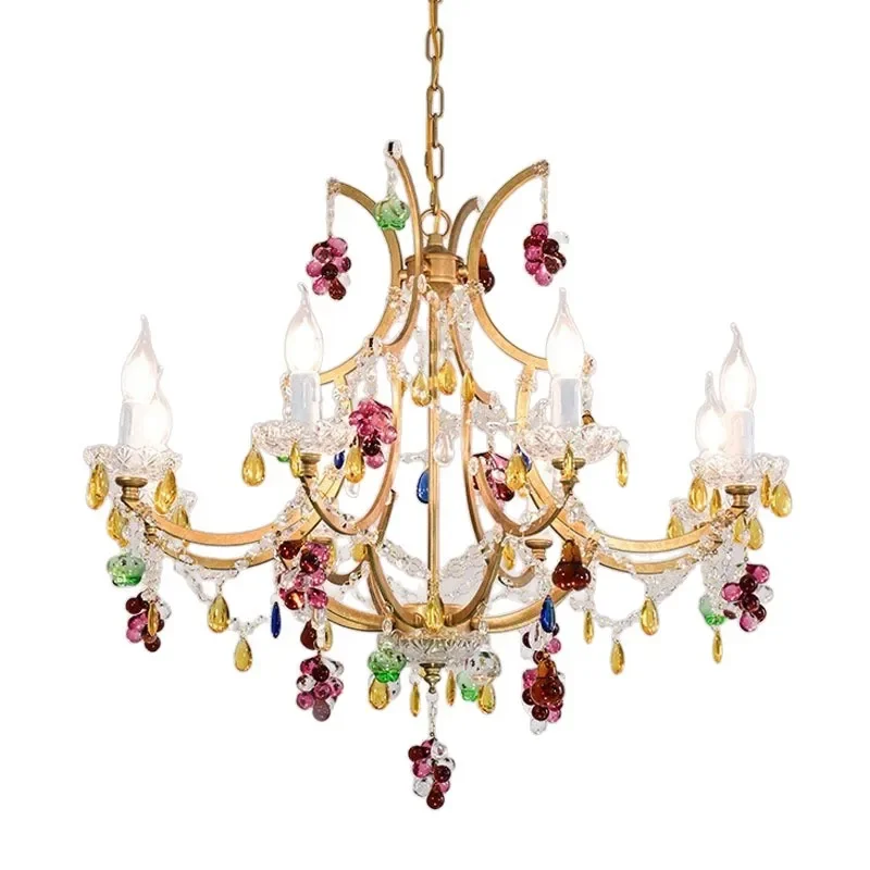 Guest dining room crystal chandelier American retro bedroom study light luxury villa clothing store art candle light