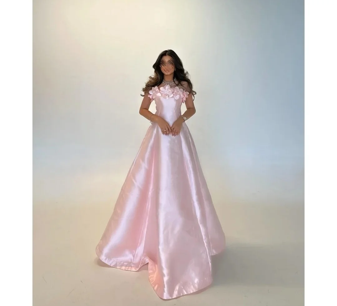 

Pink Floral Long Bespoke Occasion Gown Long Evening Dresses Pastrol Unisex Jersey Retro Dubai Saudi Arabic Prom Customized