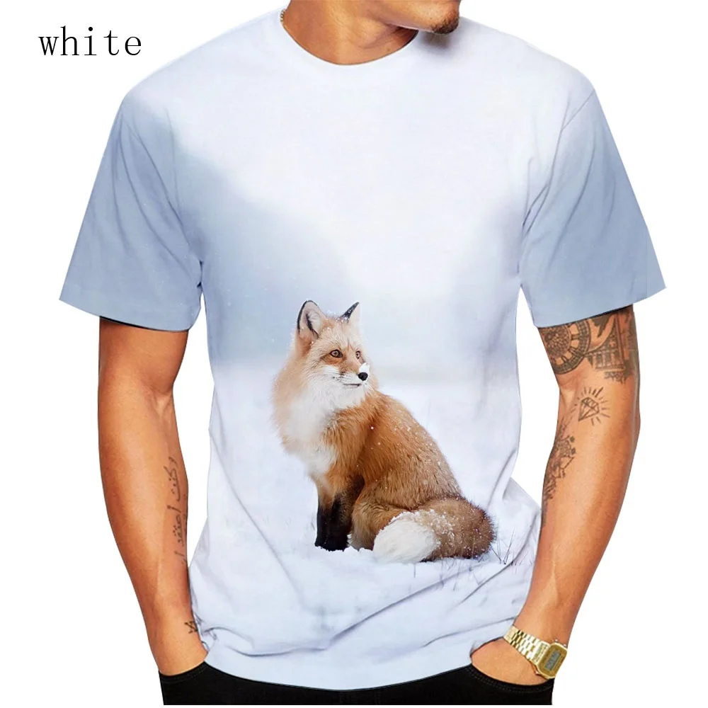 Summer Fashion Short Sleeve 3D Printed Animal Fox T-shirt Men's Casual T-shirt Men's Shirt Fashion Short Sleeve