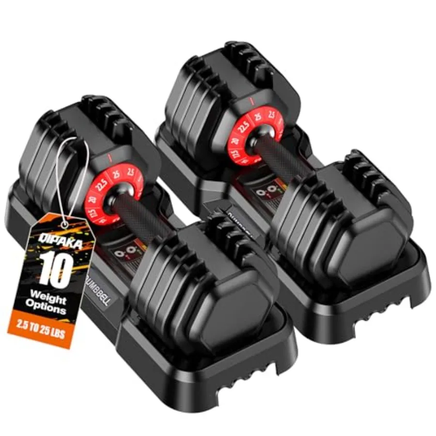 

Adjustable Dumbbell Set of 2 25lbs/55lbs Weights Dumbbell Set 10/15 in 1 with Storage Box Adjustable Weights with Anti-slip Gri