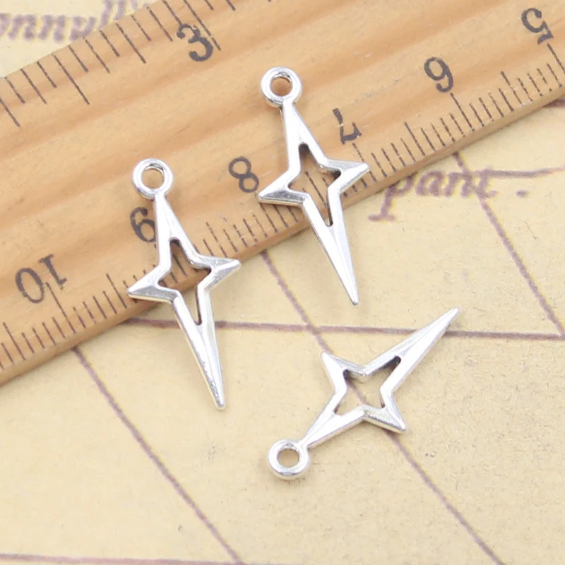 30pcs Charms North Star 23x10mm Tibetan Silver Color Pendants Antique Jewelry Making DIY Handmade Craft