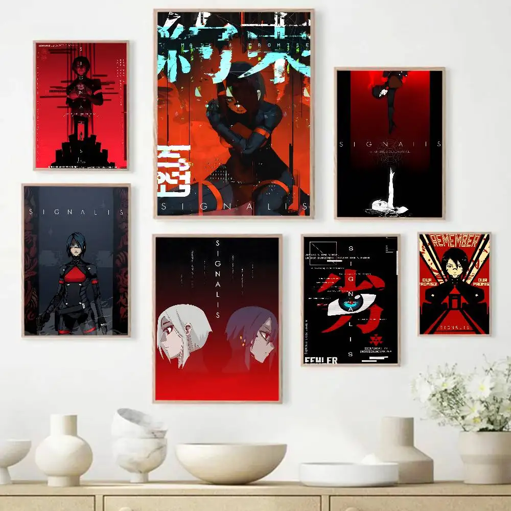 Game Signalis Classic Vintage Posters Decoracion Painting Wall Art White Kraft Paper Kawaii Room Decor