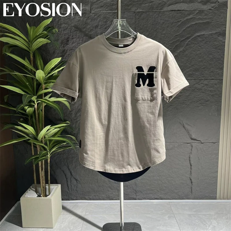 2024 Summer New Men's Short sleeved T-shirt Cotton Loose Casual Half Short Sleeve Letter Printed Round Neck Top Tee Male Clothes