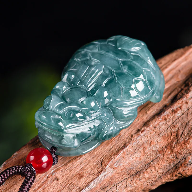 

Black Myanmar Jade Dragon Turtle Pendant Necklace Natural Burmese Jadeite Man Choker Amulet Fashion Luxury Gemstone