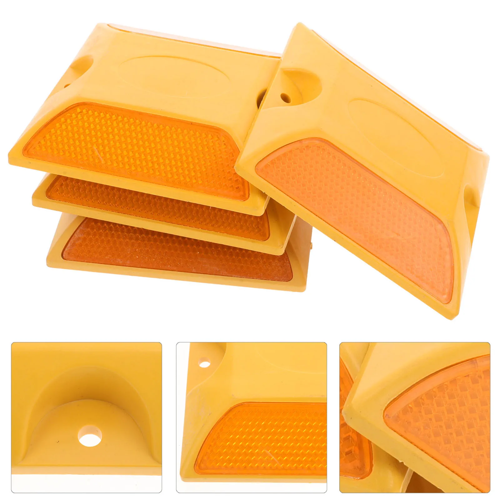 

4 Pcs Double-sided Reflective Track Nails Driveway Markers Pavement Plastic Reflector