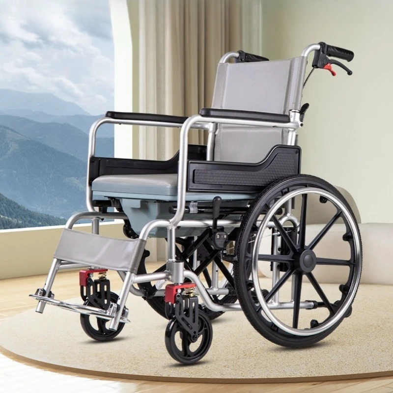 

Wheelchair paralyzed elderly special belt can take a bath, go to the toilet folding lightweight disabled trolley