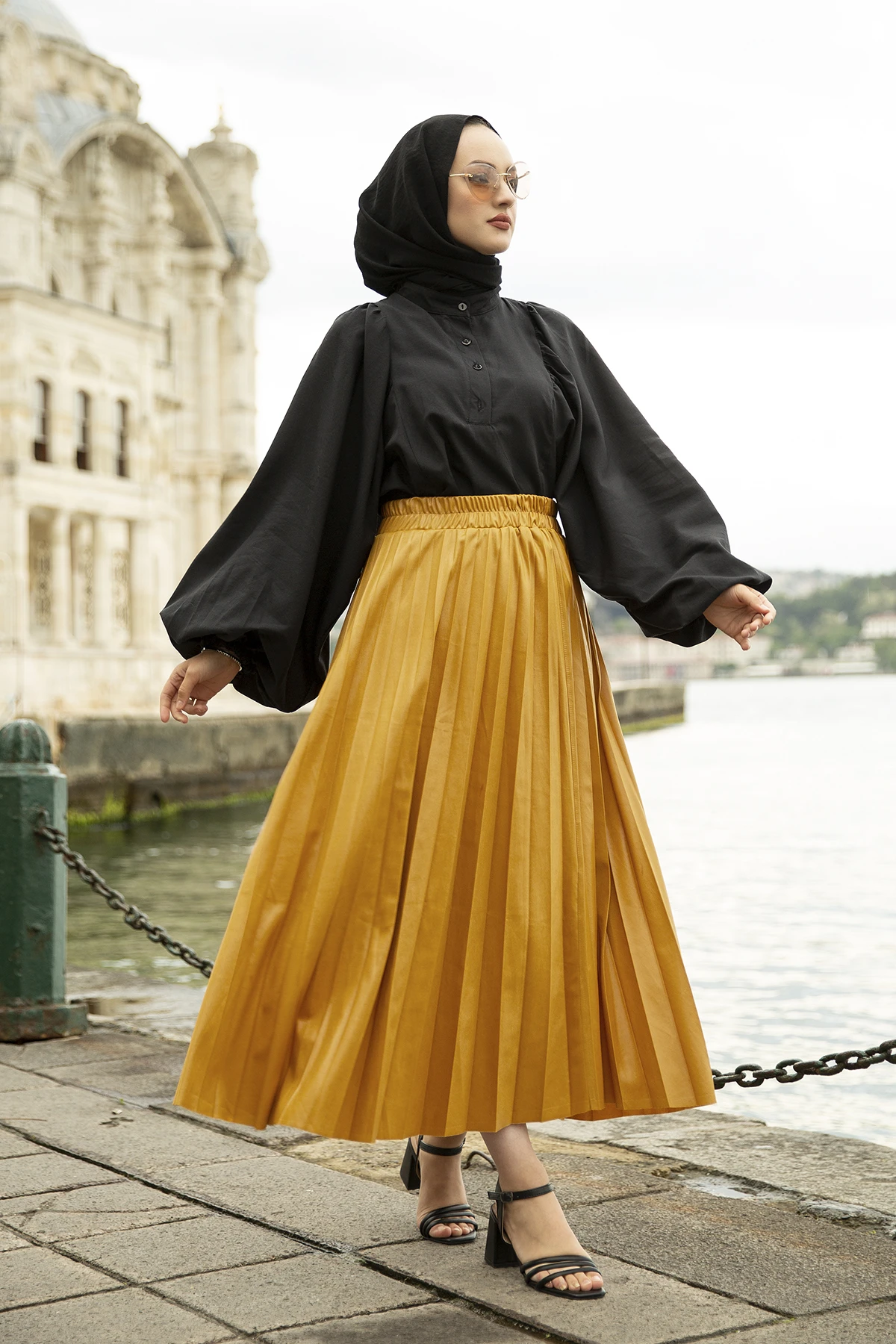 Piliseli Skirt-Mustard Winter Autumn 2021 Muslim Women Hijab headscarf Islamic Turkey