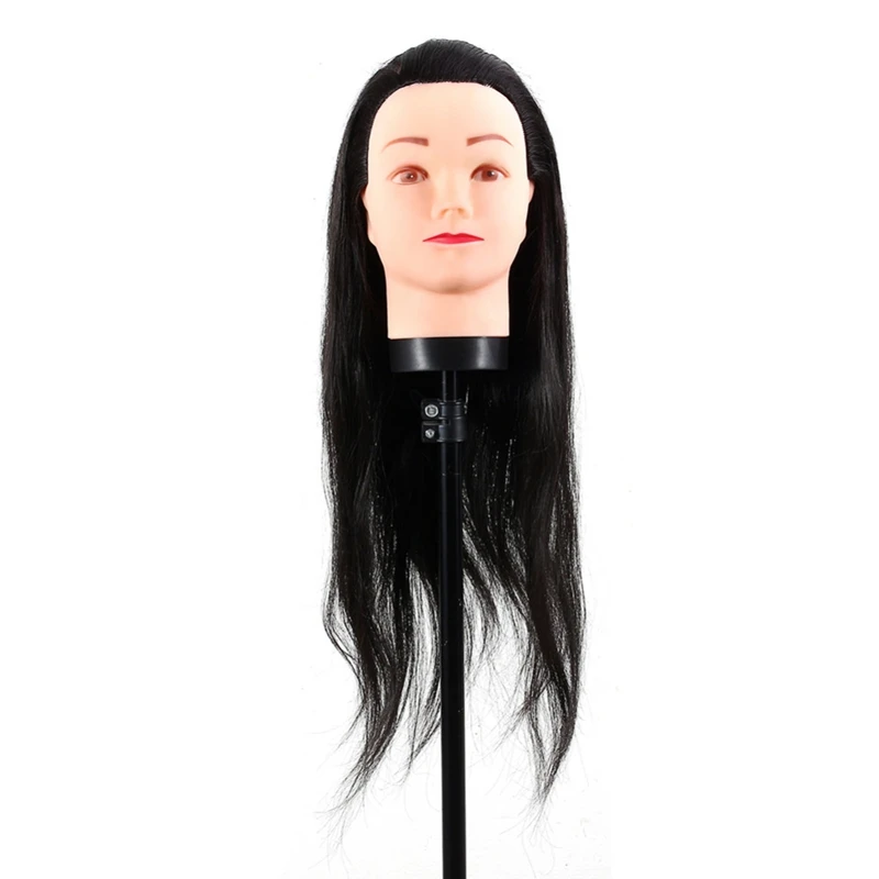 Mannequin Head 40cm Mannequin Head Long Black Hair Wigs Styling Training Practice Hairdressing Dolls
