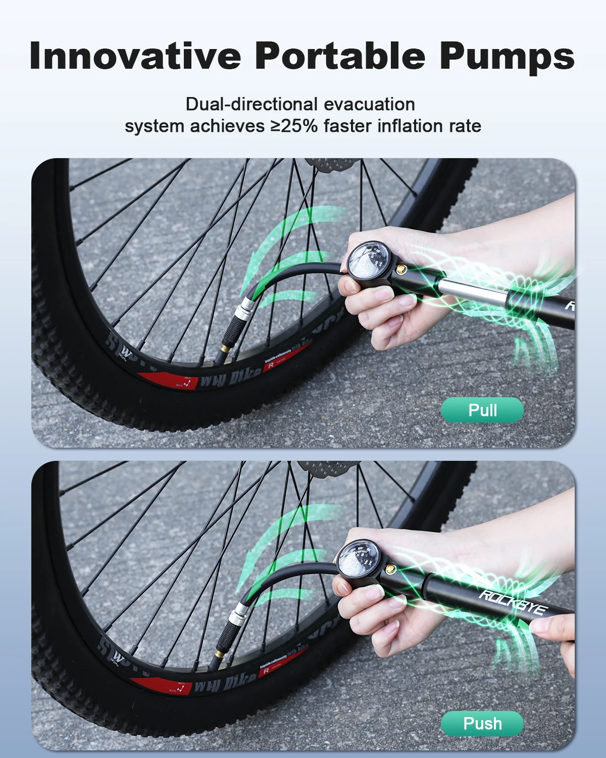 Awapow Mini Bike Pump with Gauge 300 PSI Bicycle Pump for Presta & Schrader Valve Portable Bike Shock Pump for Front Fork