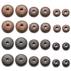 50pcs Black Brown Round Flat Discs Coconut Spacer Loose Beads for DIY Bracelets Needlework Jewelry Making Supplies Accessories